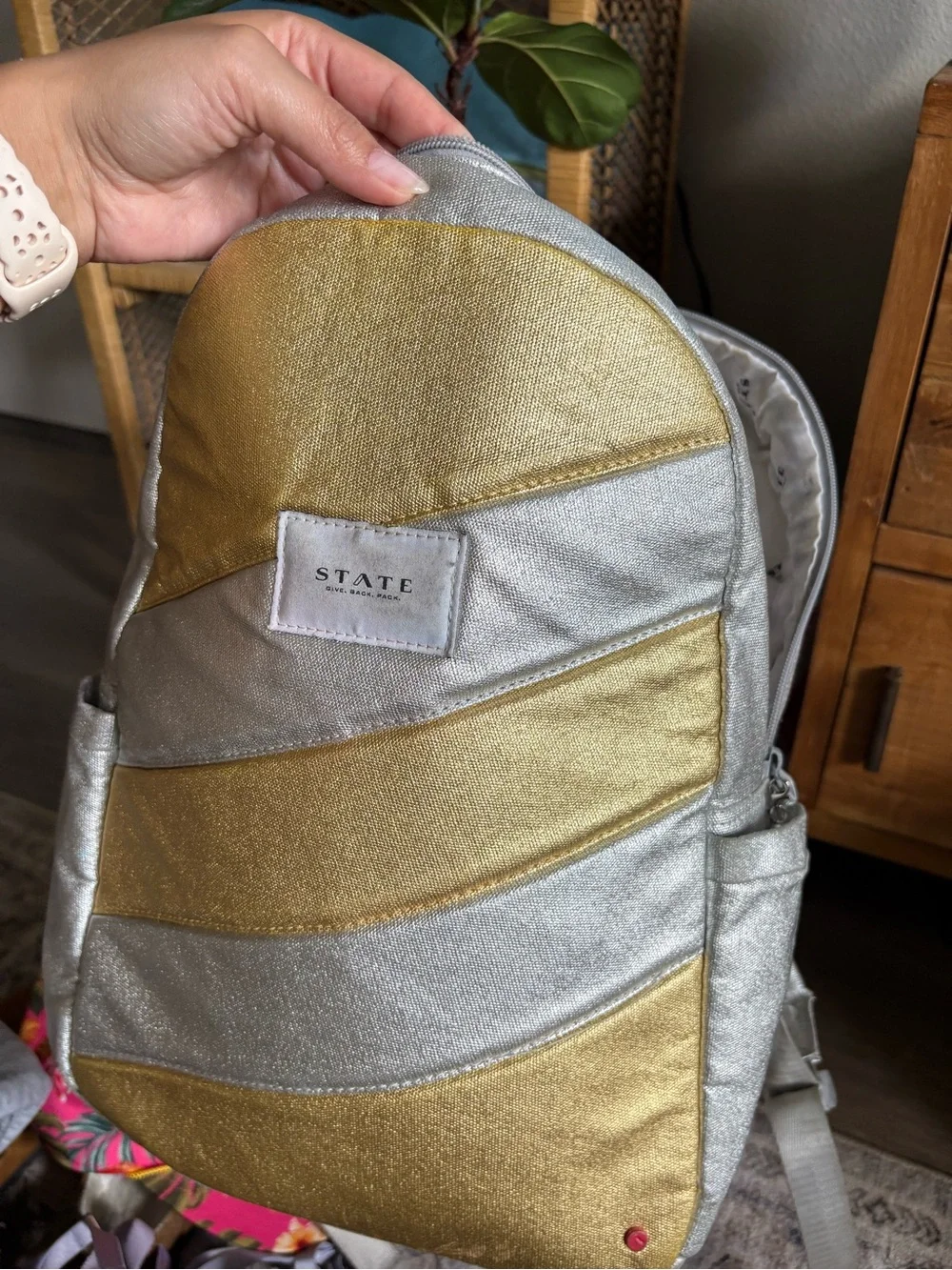 STATE metallic silver gold backpack back to school shimmer